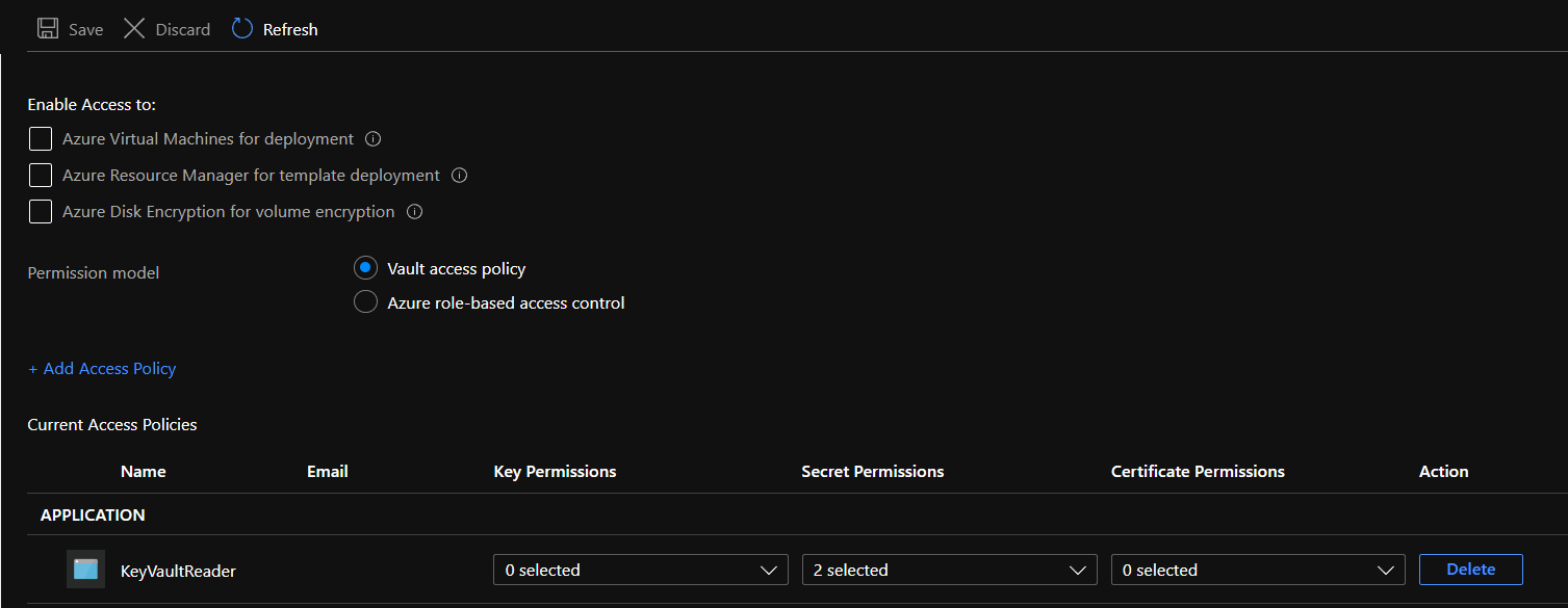 KeyVault Access policy